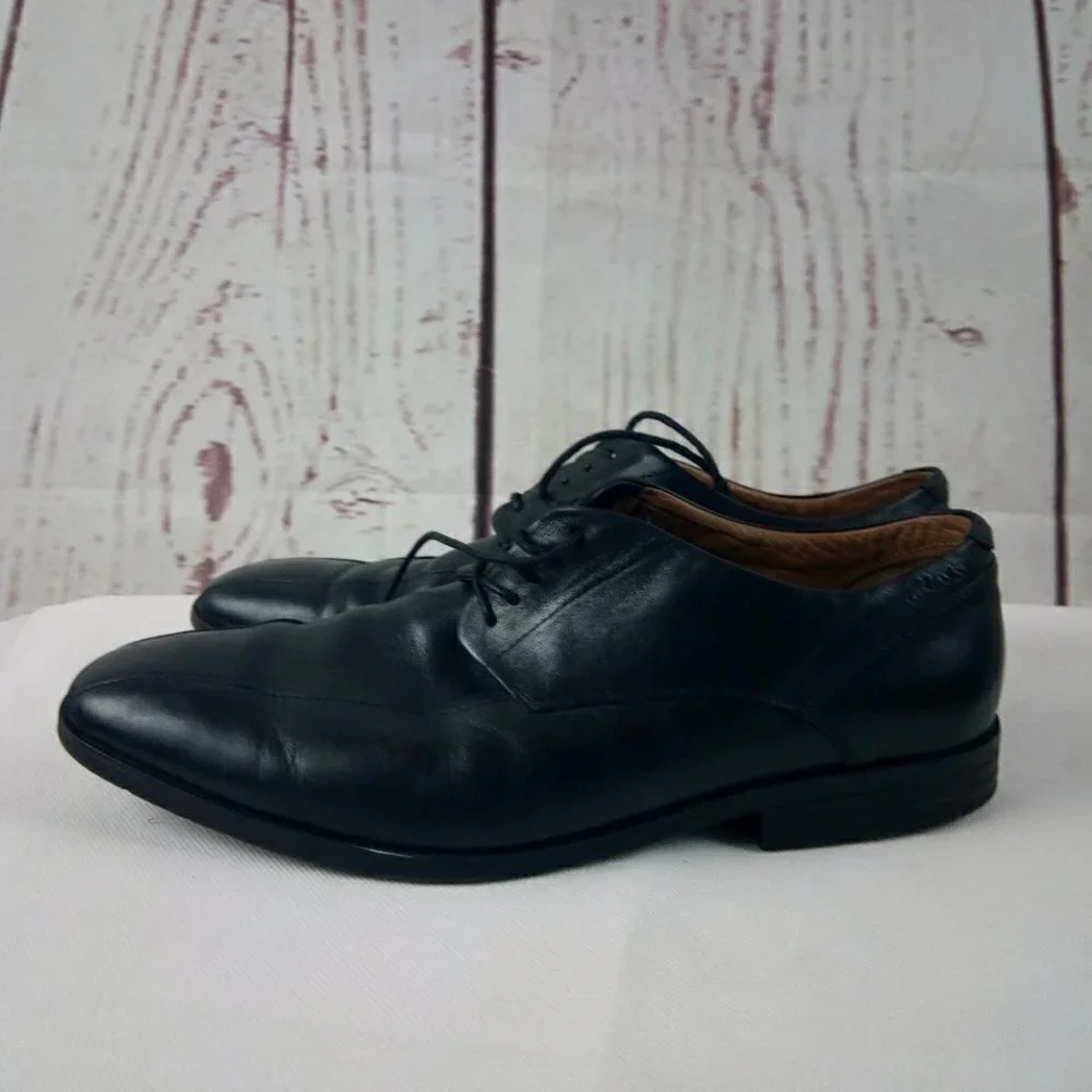 Clarks 1825 Men's Black Leather Oxford Lace Up Dress Shoes Size 11.5M